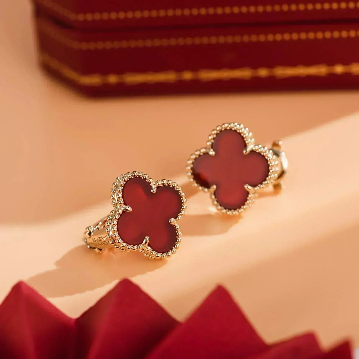 [Avelora Jewelry ]CLOVER MEDIUM 1 MOTIFS CARNELIAN  EARRINGS
