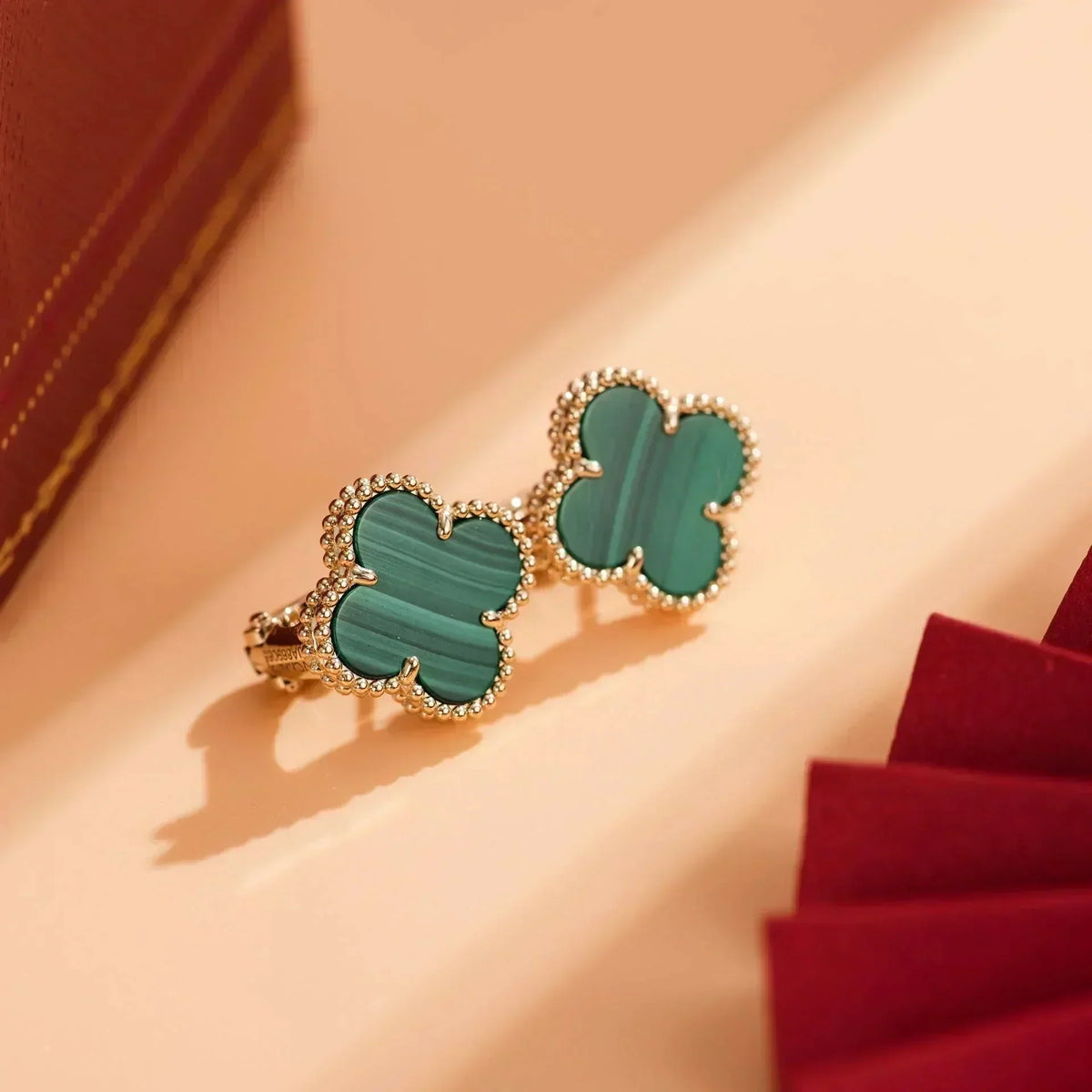 [Avelora Jewelry ]CLOVER MEDIUM 1 MOTIFS MALACHITE  EARRINGS