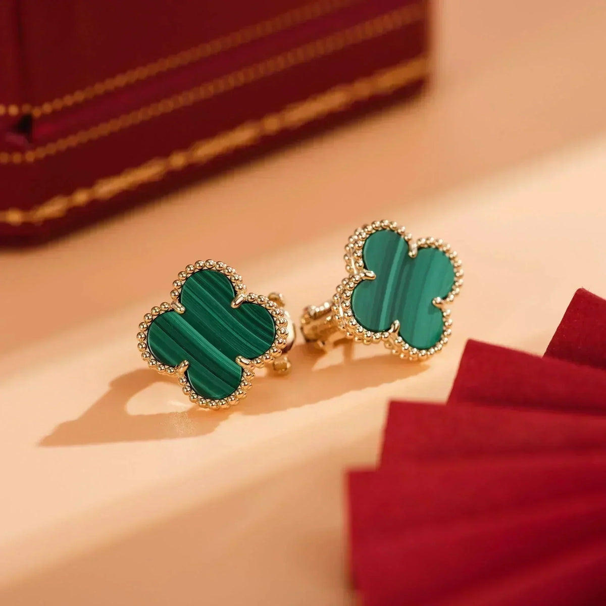 [Avelora Jewelry ]CLOVER MEDIUM 1 MOTIFS MALACHITE  EARRINGS