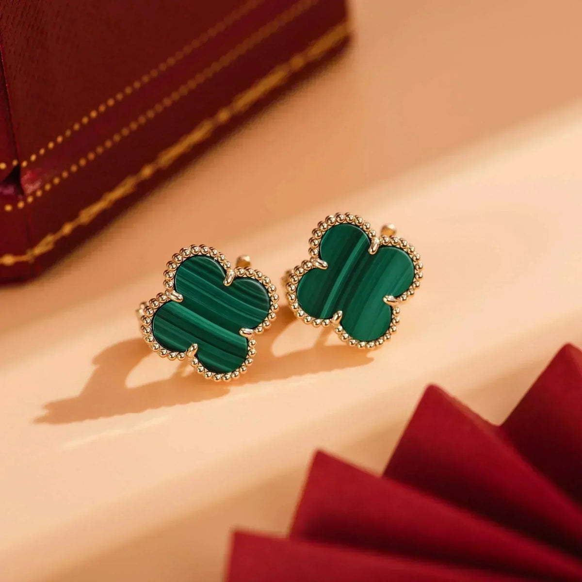 [Avelora Jewelry ]CLOVER MEDIUM 1 MOTIFS MALACHITE  EARRINGS