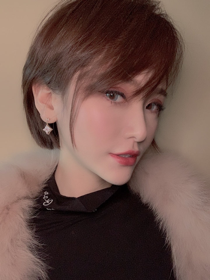 [Avelora Jewelry ]DOUBLE STAR PINK GOLD MOP DROP EARRINGS