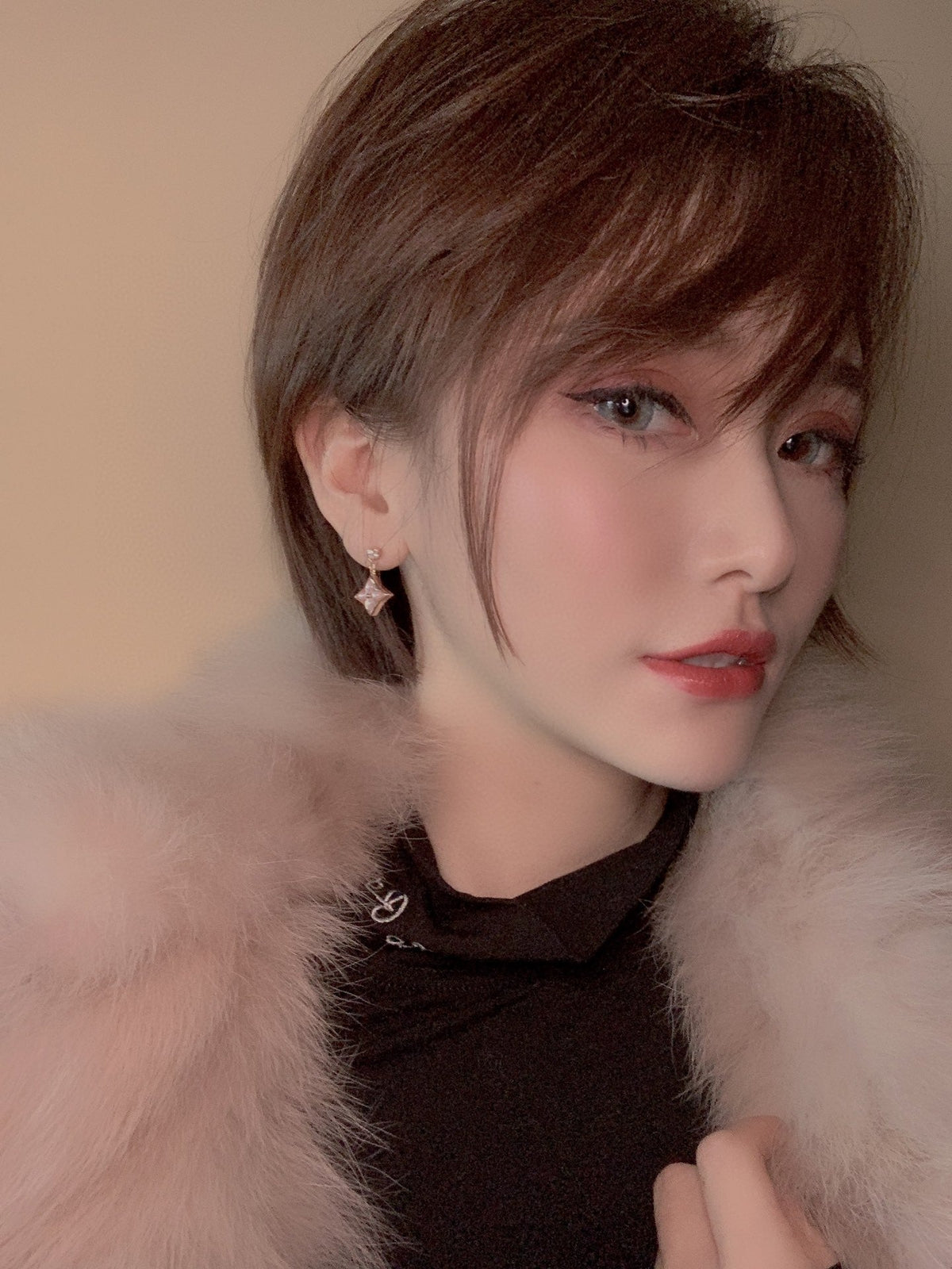 [Avelora Jewelry ]DOUBLE STAR PINK GOLD MOP DROP EARRINGS