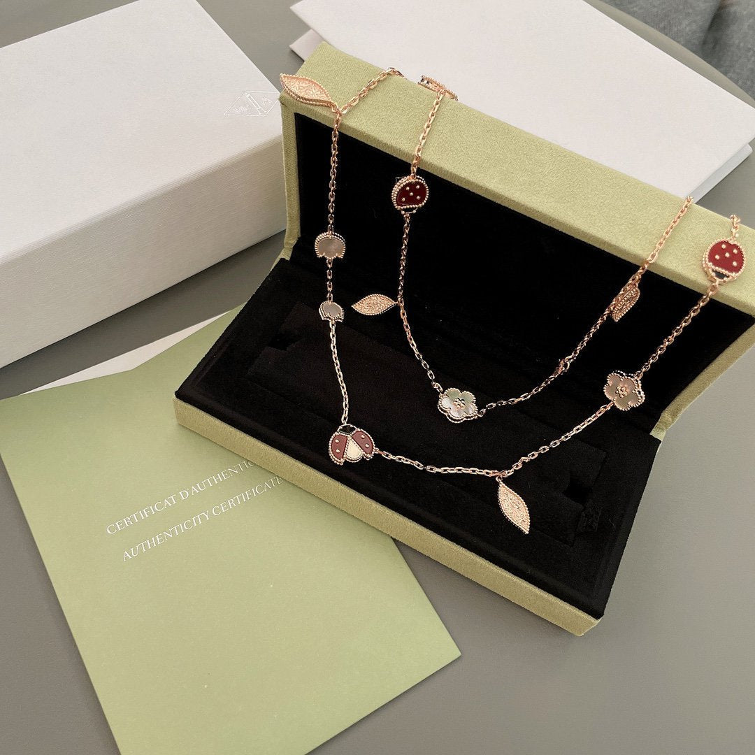 [Avelora Jewelry ]LUCKY SPRING 15 MOTIFS ROSE GOLD NECKLACE