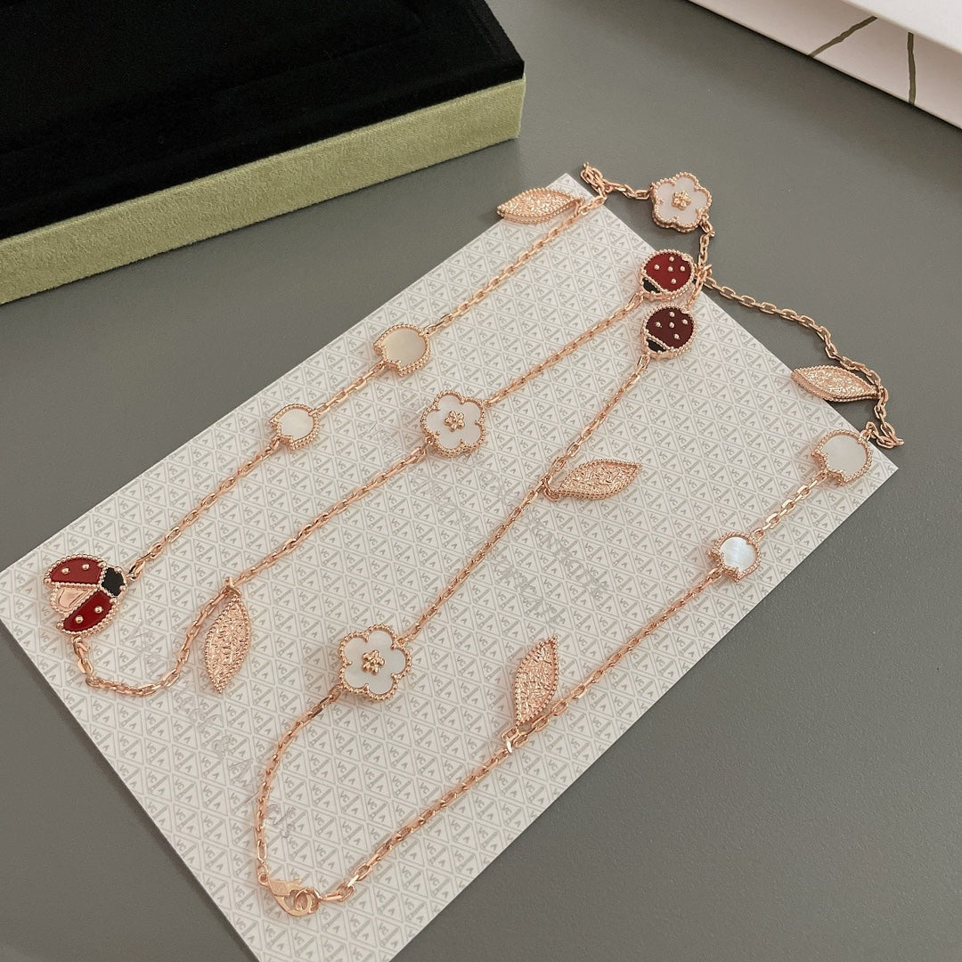 [Avelora Jewelry ]LUCKY SPRING 15 MOTIFS ROSE GOLD NECKLACE