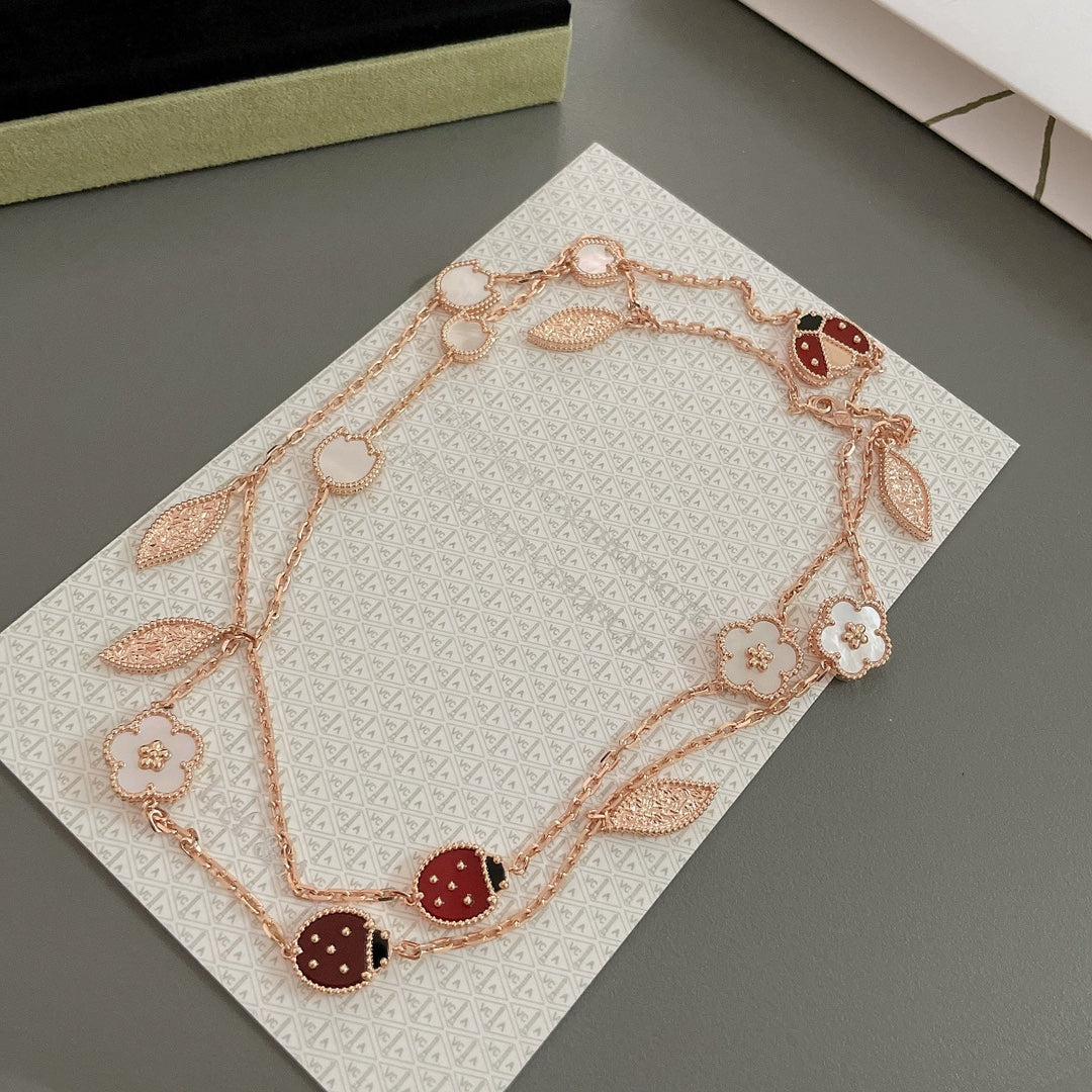 [Avelora Jewelry ]LUCKY SPRING 15 MOTIFS ROSE GOLD NECKLACE