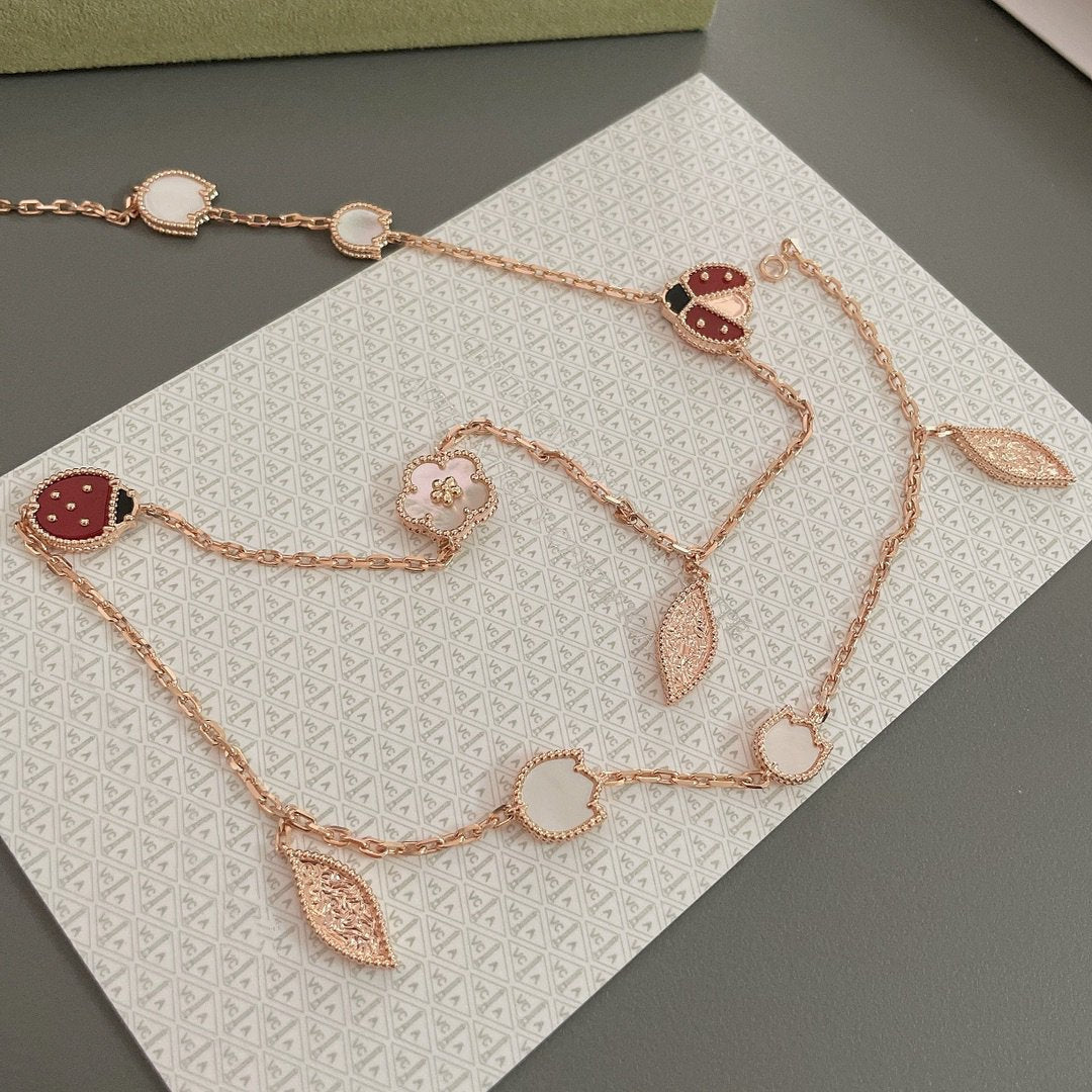 [Avelora Jewelry ]LUCKY SPRING 15 MOTIFS ROSE GOLD NECKLACE