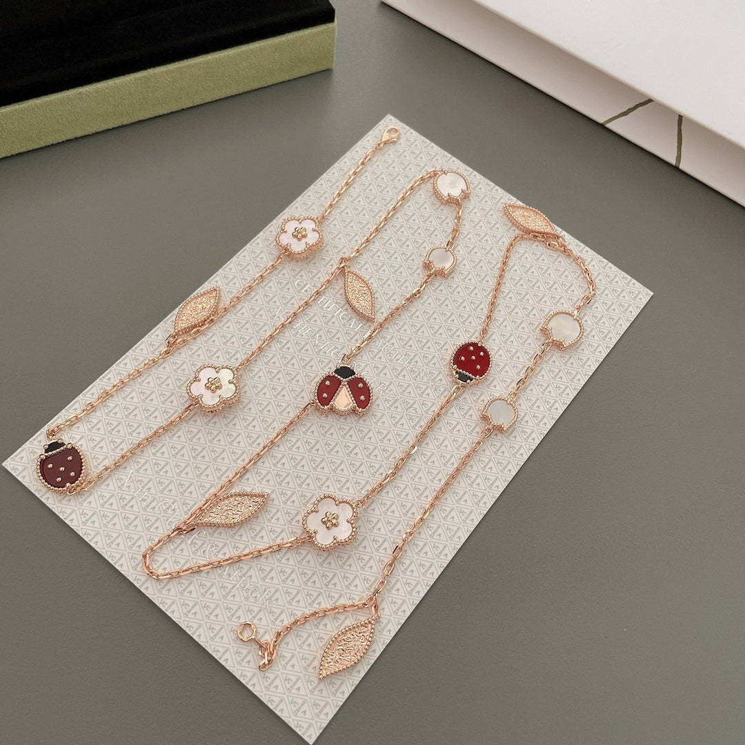 [Avelora Jewelry ]LUCKY SPRING 15 MOTIFS ROSE GOLD NECKLACE