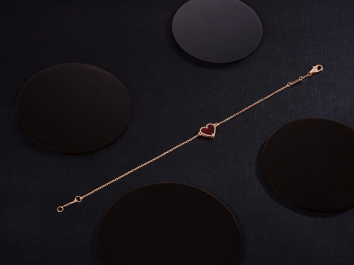 [Avelora Jewelry ]HEART CARNELIAN PINK GOLD BRACELET