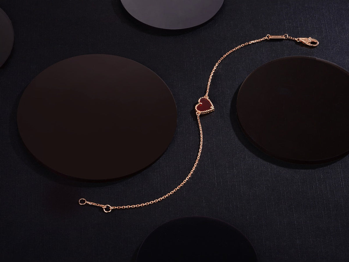 [Avelora Jewelry ]HEART CARNELIAN PINK GOLD BRACELET