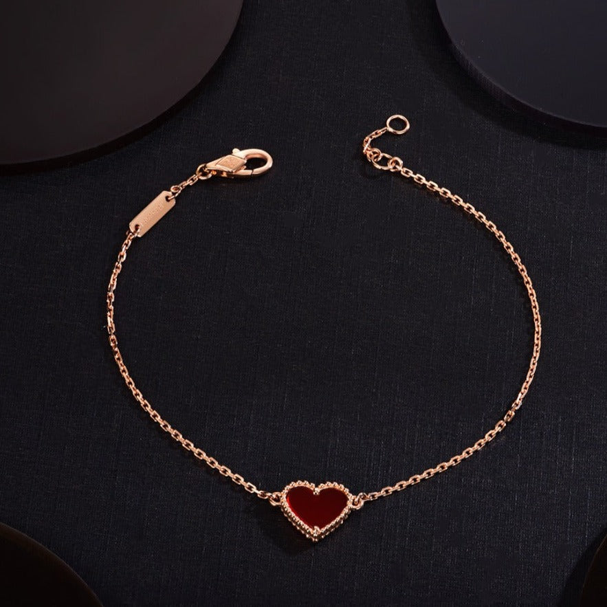 [Avelora Jewelry ]HEART CARNELIAN PINK GOLD BRACELET