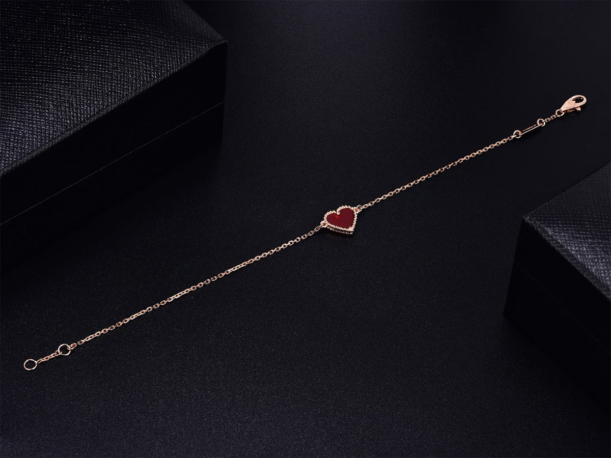 [Avelora Jewelry ]HEART CARNELIAN PINK GOLD BRACELET