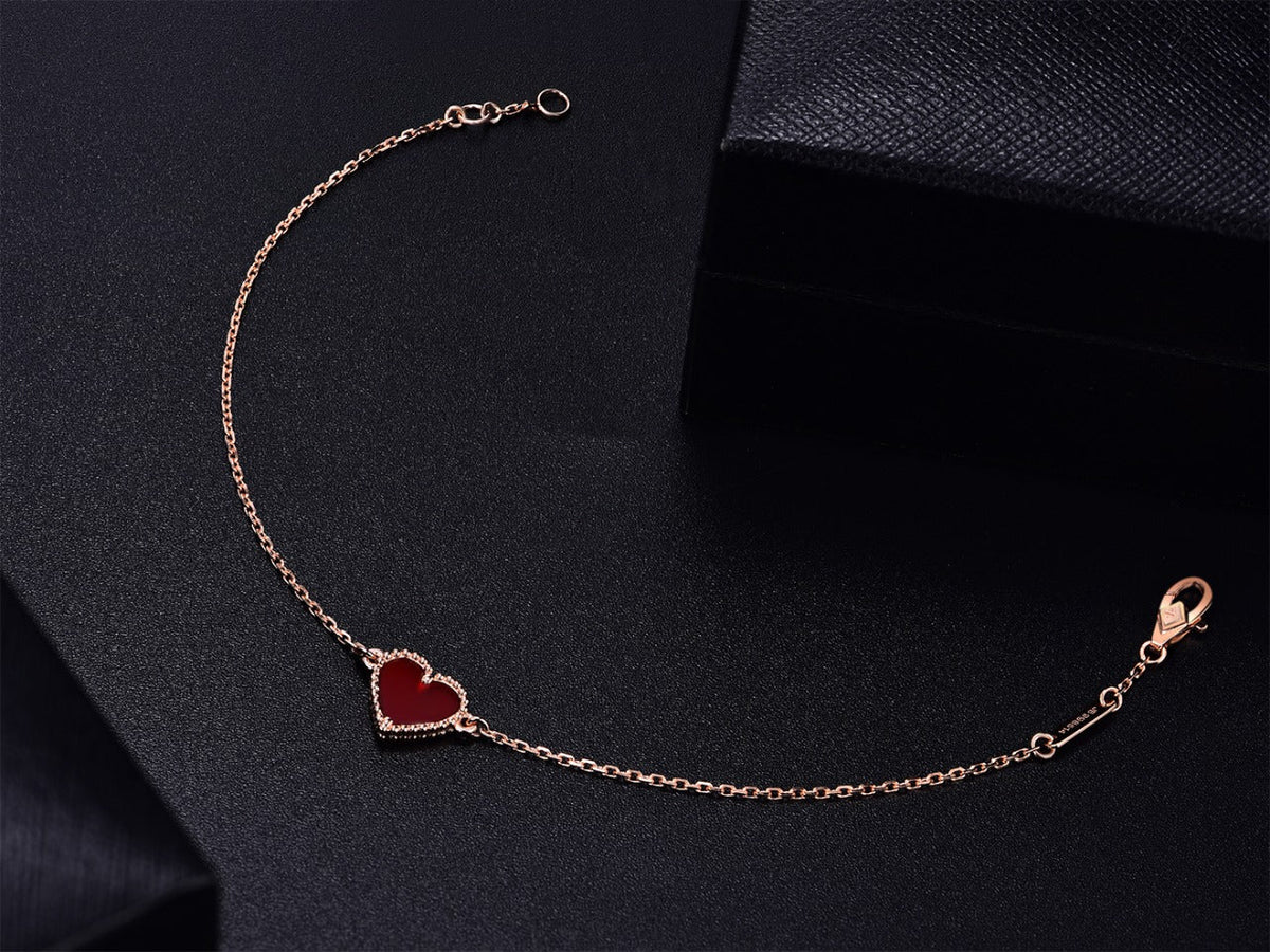 [Avelora Jewelry ]HEART CARNELIAN PINK GOLD BRACELET