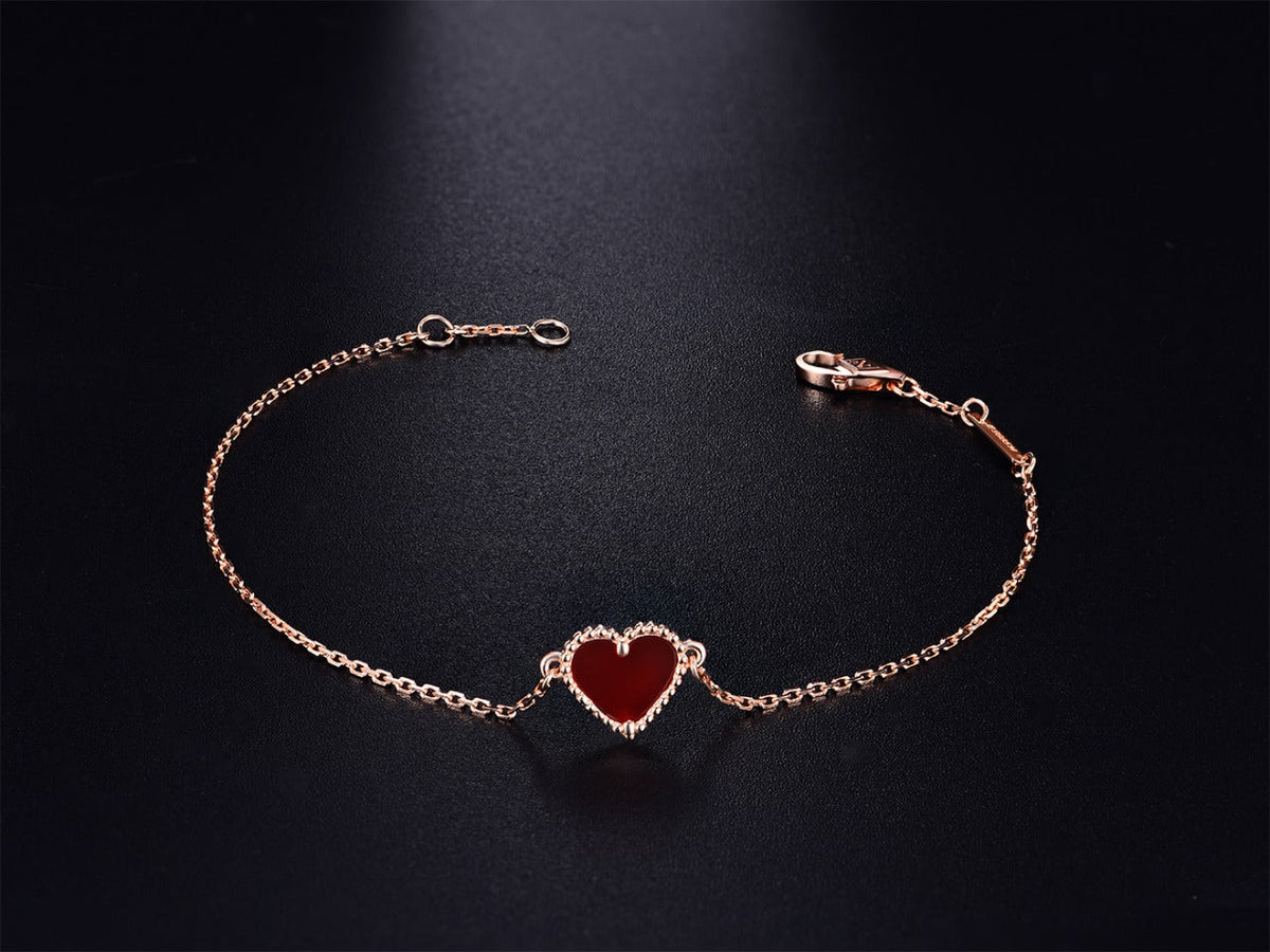 [Avelora Jewelry ]HEART CARNELIAN PINK GOLD BRACELET