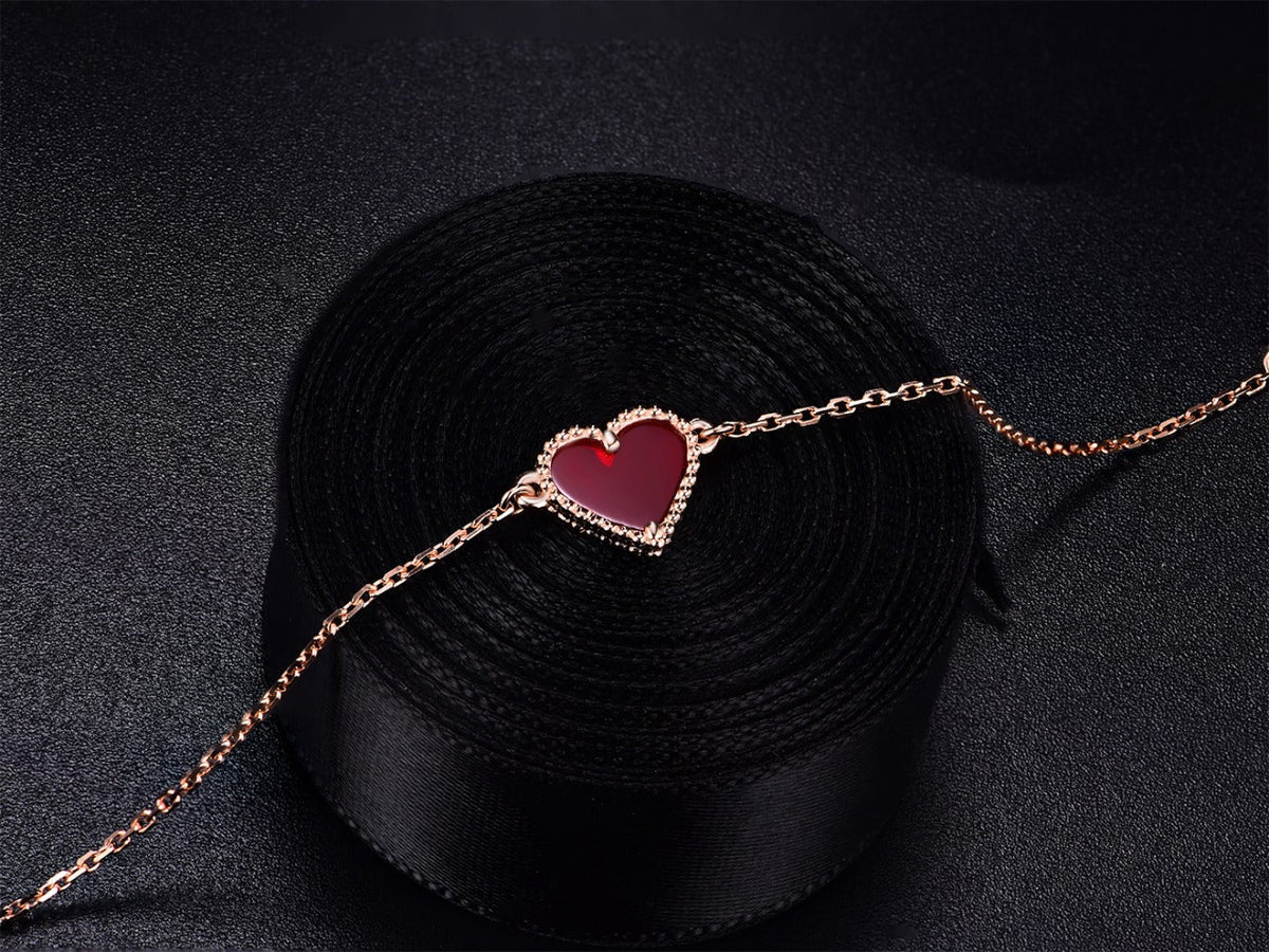 [Avelora Jewelry ]HEART CARNELIAN PINK GOLD BRACELET