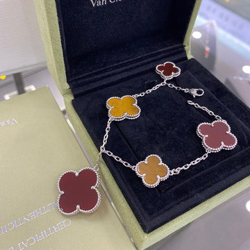 [Avelora Jewelry ]CLOVER 5 MOTIFS SIVLER CARNELIAN TIGER EYE BRACELET