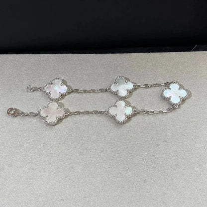 [Avelora]LUCKY CLOVER 5-MOTIF BRACELET - WHITE MOTHER-OF-PEARL COLLECTION
