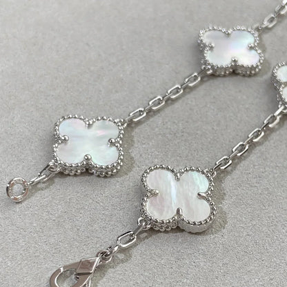[Avelora]LUCKY CLOVER 5-MOTIF BRACELET - WHITE MOTHER-OF-PEARL COLLECTION