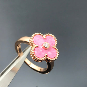 [Avelora Jewelry ]CLOVER RHODONITE ROSE GOLD RING