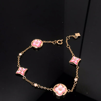 [Avelora]STAR AND SUN 4 MOTIF PINK MOP ROSE GOLD BRACELET