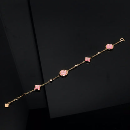 [Avelora]STAR AND SUN 4 MOTIF PINK MOP ROSE GOLD BRACELET