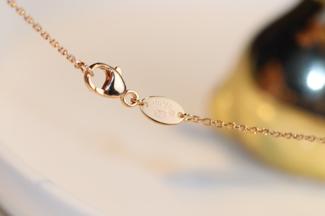 [Avelora]JEUX MALACHITE 1 DIAMOND ROSE GOLD NECKLACE