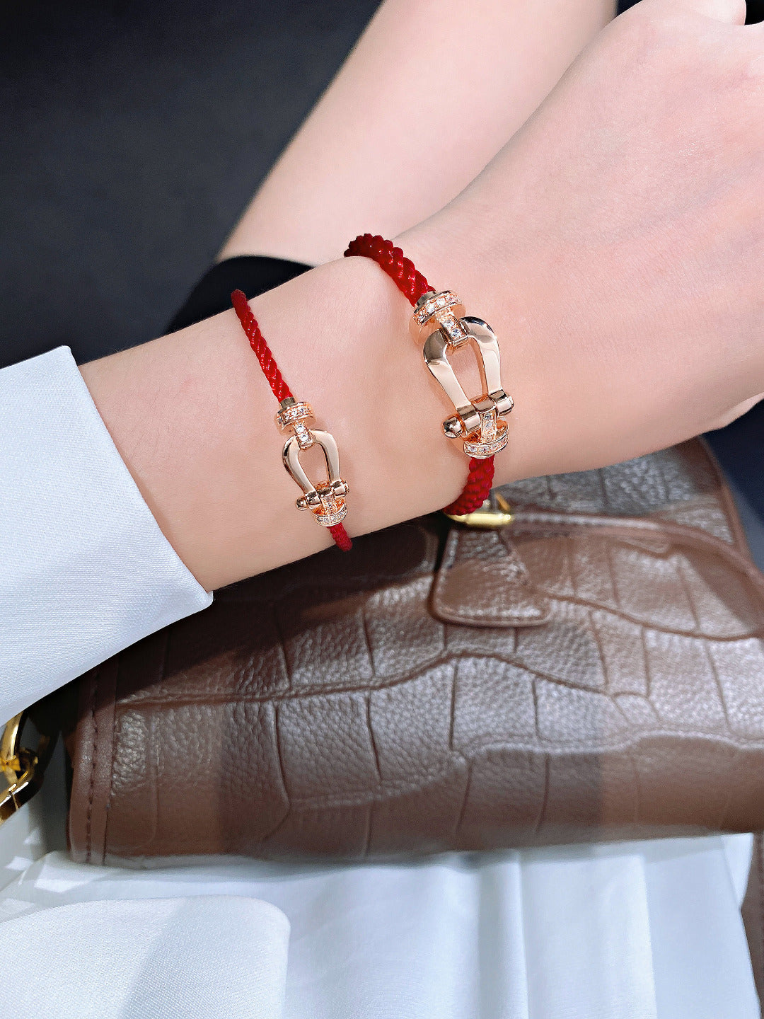 [Avelora Jewelry ]FORCE 10 HALF DIAMOND PINK GOLD RED CORDERI LARGE AND MEDIUM MODEL