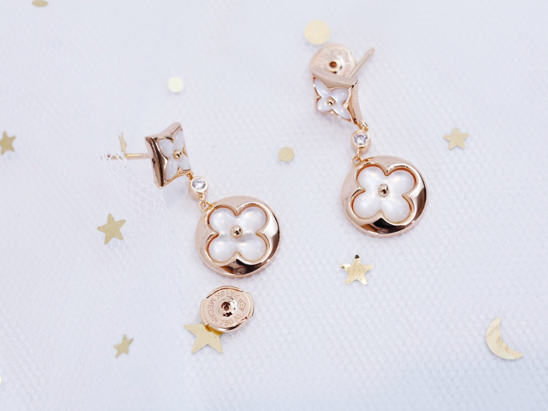 [Avelora]STAR AND SUN ROSE GOLD MOP DROP EARRINGS