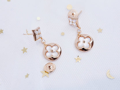 [Avelora]STAR AND SUN ROSE GOLD MOP DROP EARRINGS