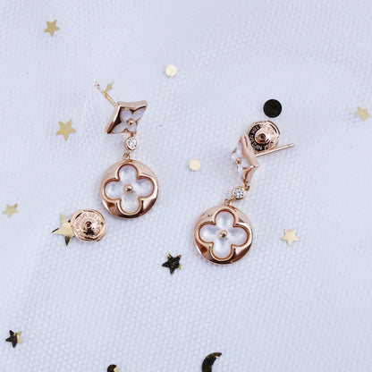[Avelora]STAR AND SUN ROSE GOLD MOP DROP EARRINGS