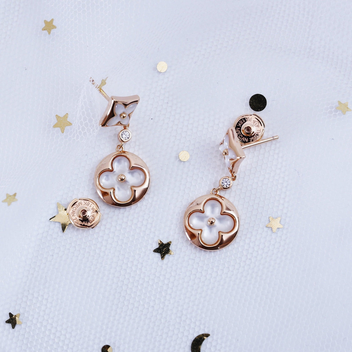 [Avelora Jewelry ]STAR AND SUN PINK GOLD MOP DROP EARRINGS