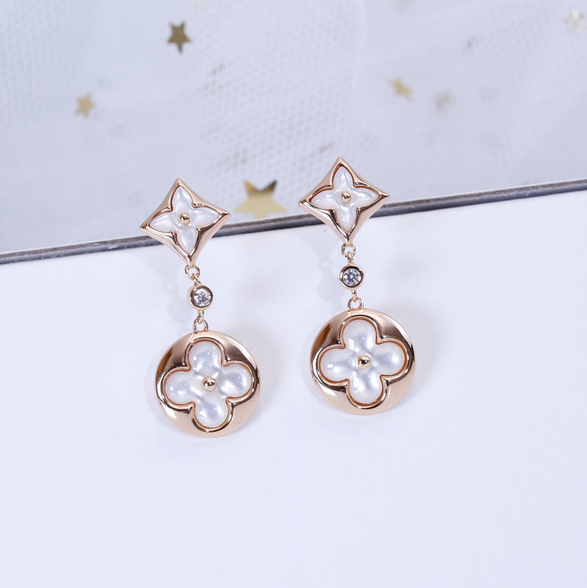 [Avelora Jewelry ]STAR AND SUN PINK GOLD MOP DROP EARRINGS