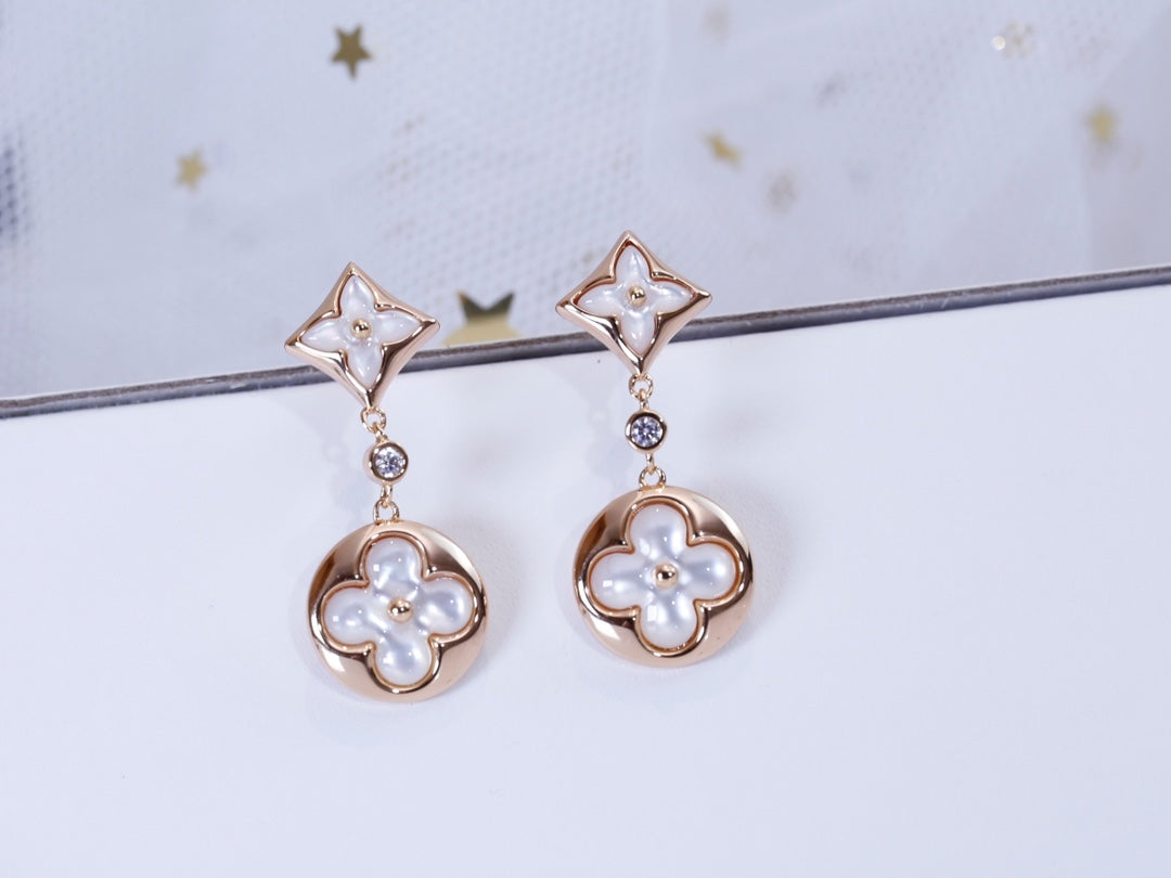 [Avelora]STAR AND SUN ROSE GOLD MOP DROP EARRINGS