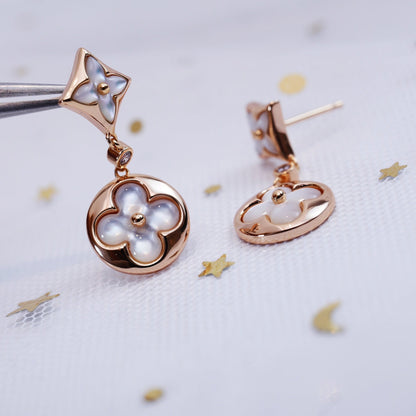 [Avelora]STAR AND SUN ROSE GOLD MOP DROP EARRINGS