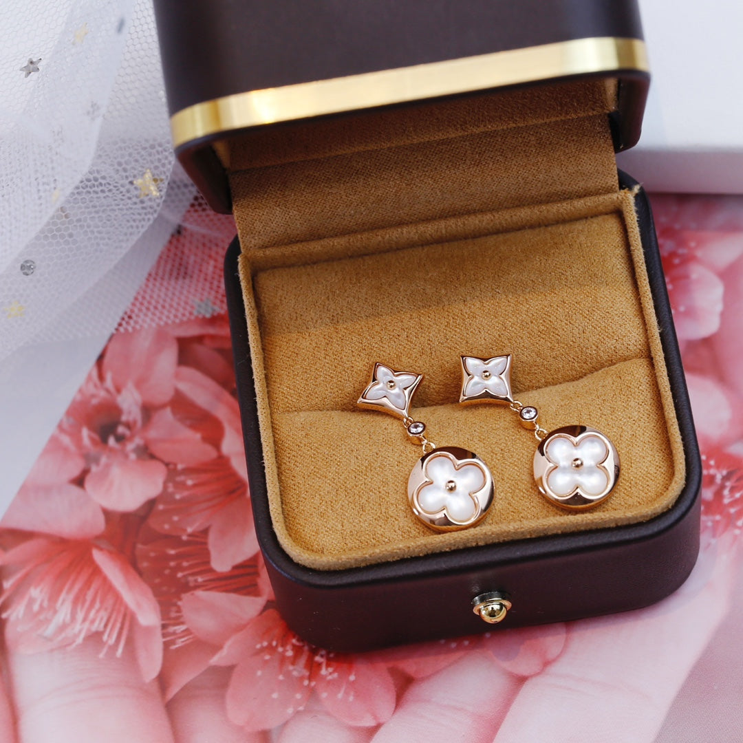 [Avelora]STAR AND SUN ROSE GOLD MOP DROP EARRINGS