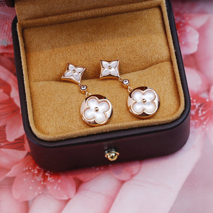 [Avelora]STAR AND SUN ROSE GOLD MOP DROP EARRINGS