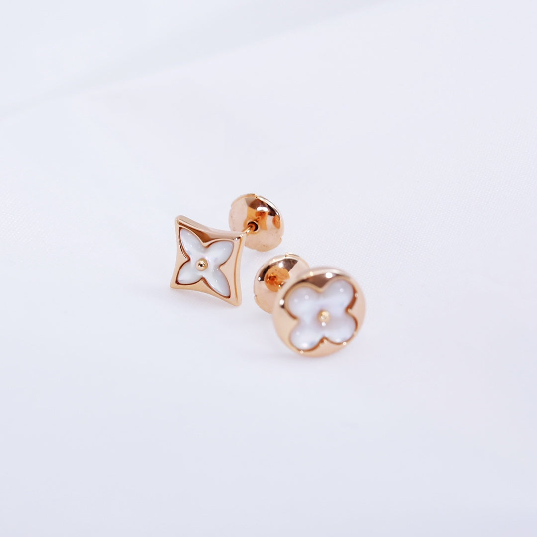 [Avelora Jewelry ]STAR AND SUN PINK GOLD MOP STUD EARRINGS