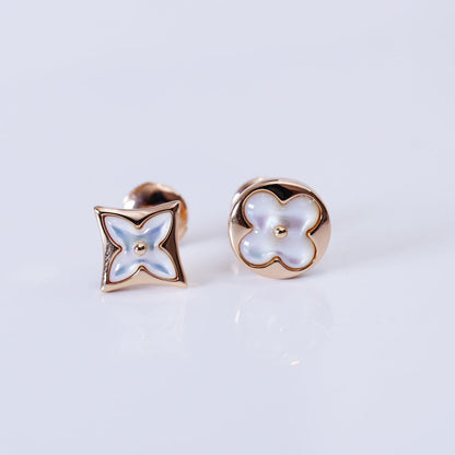 [Avelora]STAR AND SUN ROSE GOLD MOP STUD EARRINGS