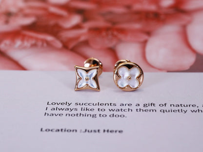[Avelora]STAR AND SUN ROSE GOLD MOP STUD EARRINGS
