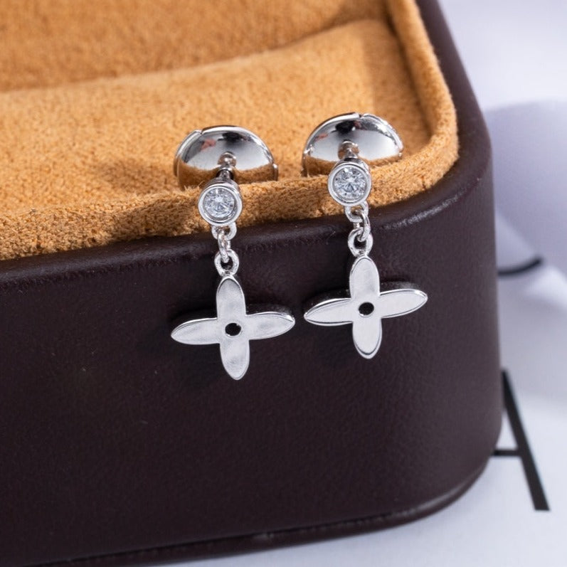 [Avelora]VIDYLLE SILVER DIAMOND MINI DROP EARRINGS