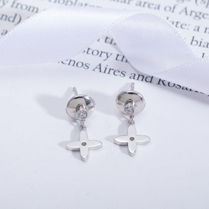 [Avelora]VIDYLLE SILVER DIAMOND MINI DROP EARRINGS