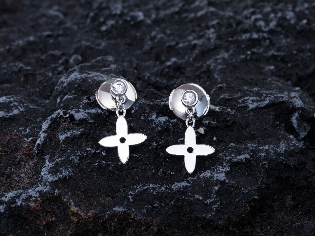 [Avelora]VIDYLLE SILVER DIAMOND MINI DROP EARRINGS