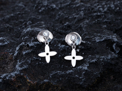 [Avelora]VIDYLLE SILVER DIAMOND MINI DROP EARRINGS