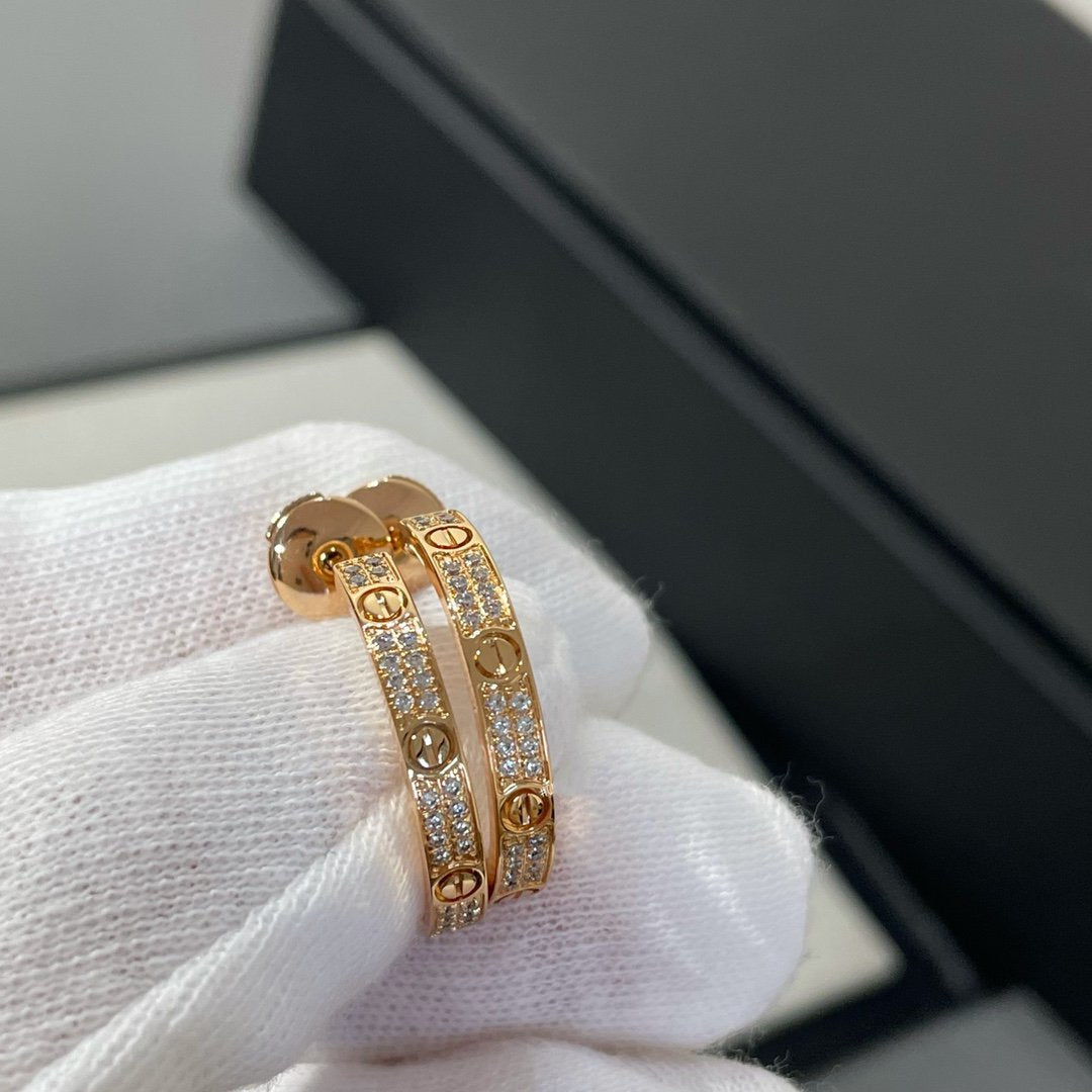 [Avelora Jewelry ]LOVE DIAMOND PINK GOLD HOOP EARRINGS