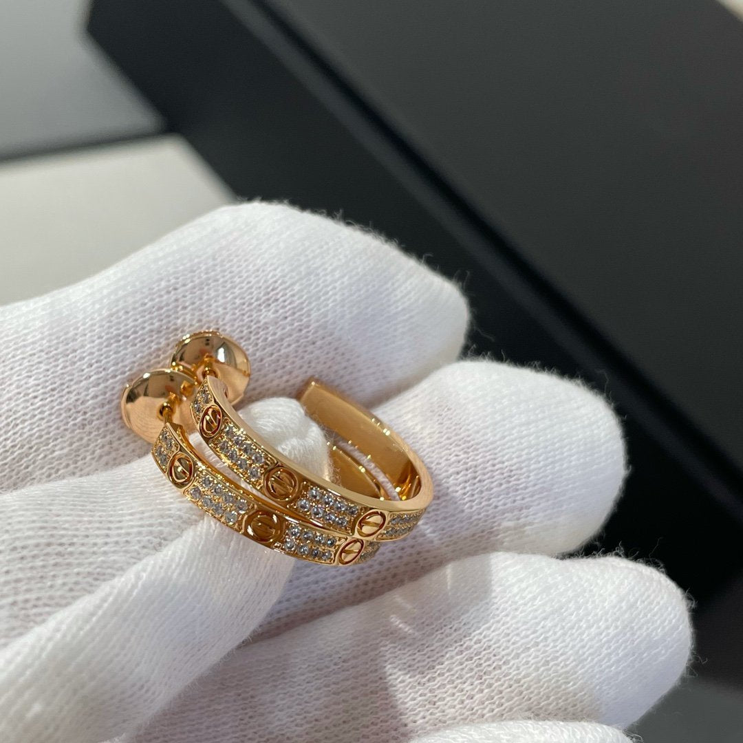 [Avelora Jewelry ]LOVE DIAMOND PINK GOLD HOOP EARRINGS