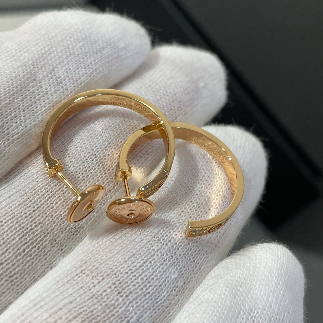 [Avelora Jewelry ]LOVE DIAMOND PINK GOLD HOOP EARRINGS