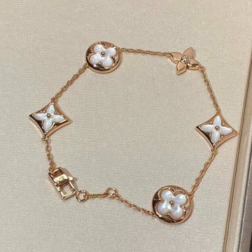[Avelora Jewelry ]STAR AND SUN 5 MOTIF MOP PINK GOLD BRACELET