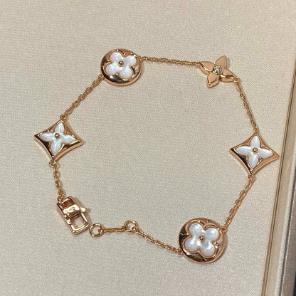 [Avelora]STAR AND SUN 5 MOTIF MOP ROSE GOLD BRACELET