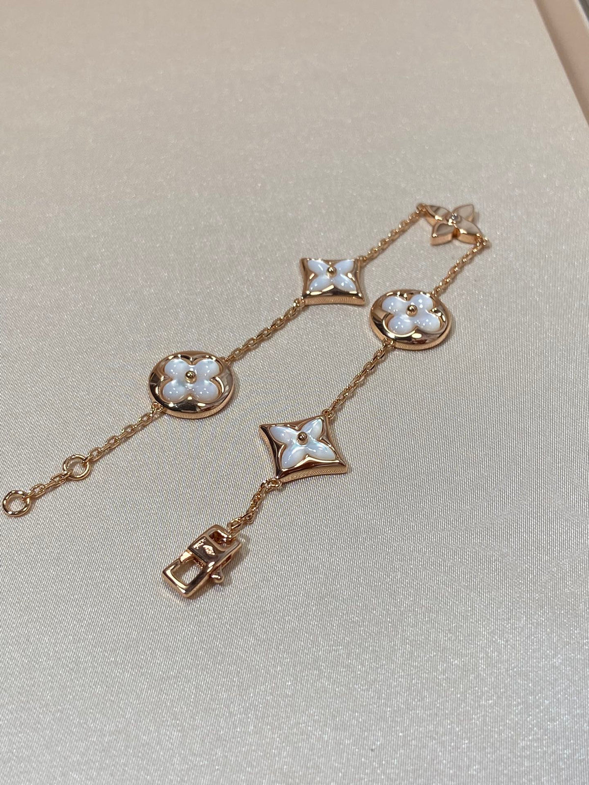 [Avelora Jewelry ]STAR AND SUN 5 MOTIF MOP PINK GOLD BRACELET