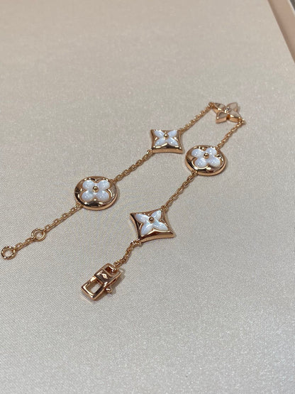[Avelora]STAR AND SUN 5 MOTIF MOP ROSE GOLD BRACELET