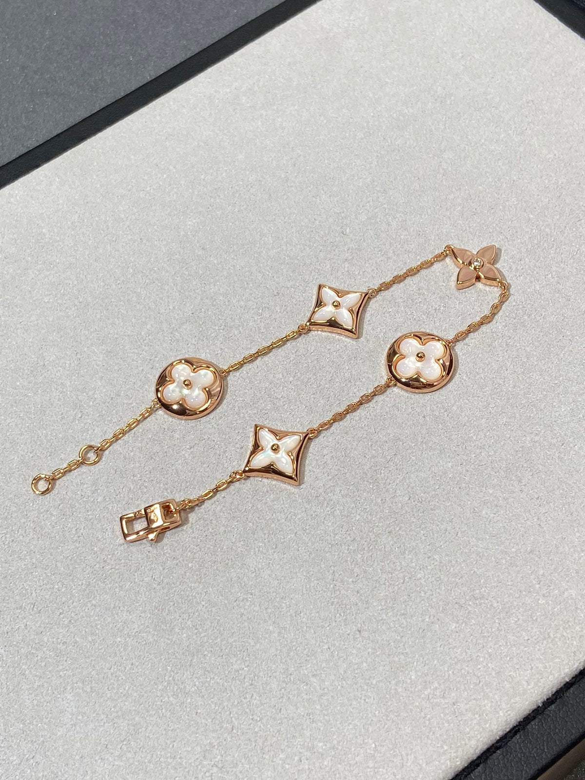 [Avelora Jewelry ]STAR AND SUN 5 MOTIF MOP PINK GOLD BRACELET